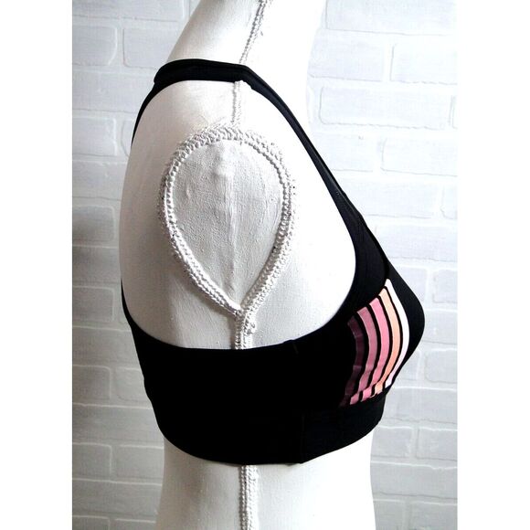 Vs‎ pink ultimate lightly lined Racerback sport bra Small Black Ombre Striped - Picture 4 of 5